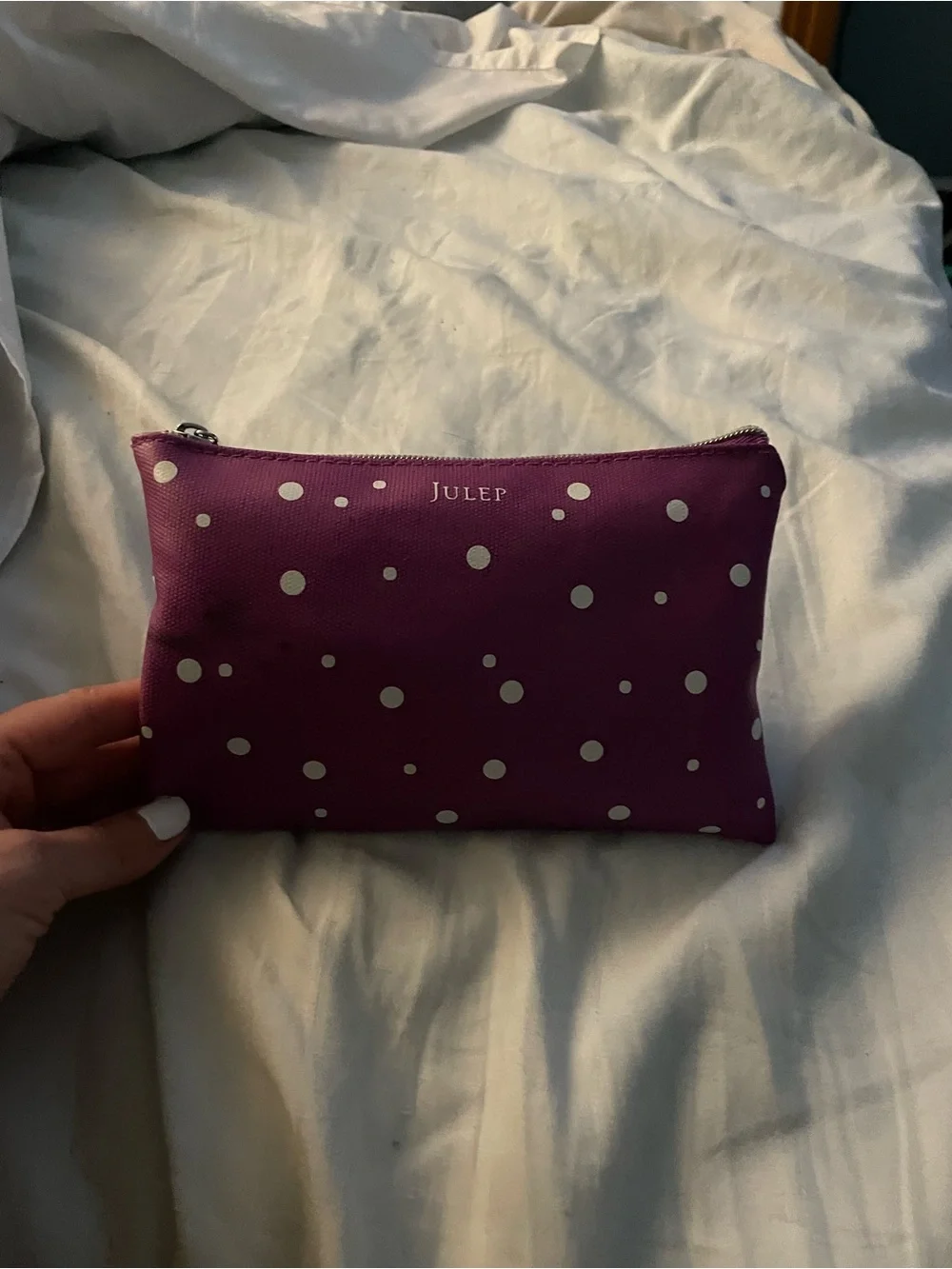 Julep Magenta Polka Dot Cosmetic Pouch